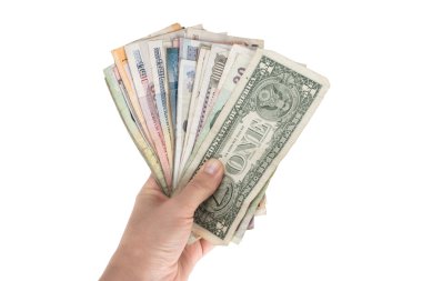 Banknot elinde çeşitli ülkelerin hayranıyım
