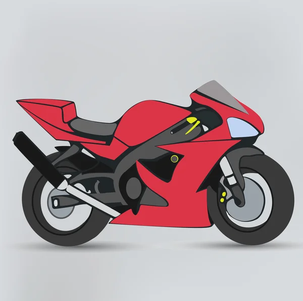 Gri bir arka plan üzerinde izole kırmızı motosiklet — Stok Vektör