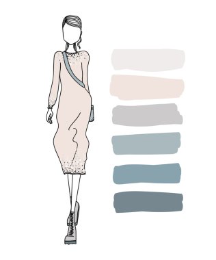 Fashion Illustration with a Beautiful Woman Wearing Clothes