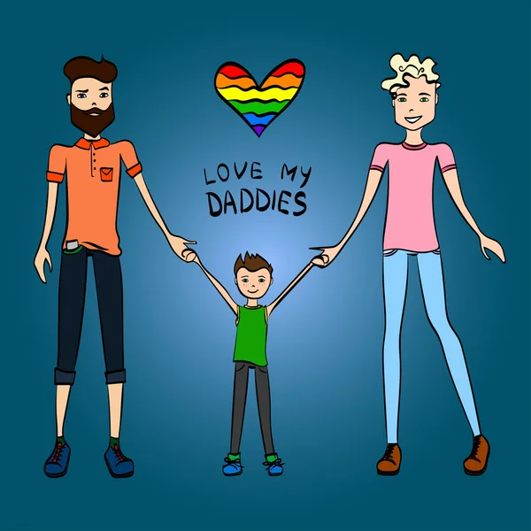 Gay Family Vector Illustration — 스톡 벡터