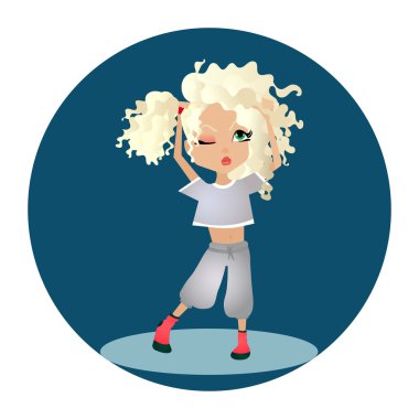 Vector Cartoon Illustration with a Blonde Cartoon Girl Getting Her Curly Hair Done vector Vector Cartoon Illustration with a Blonde Cartoon Girl Getting Her Curly Hair Done vector