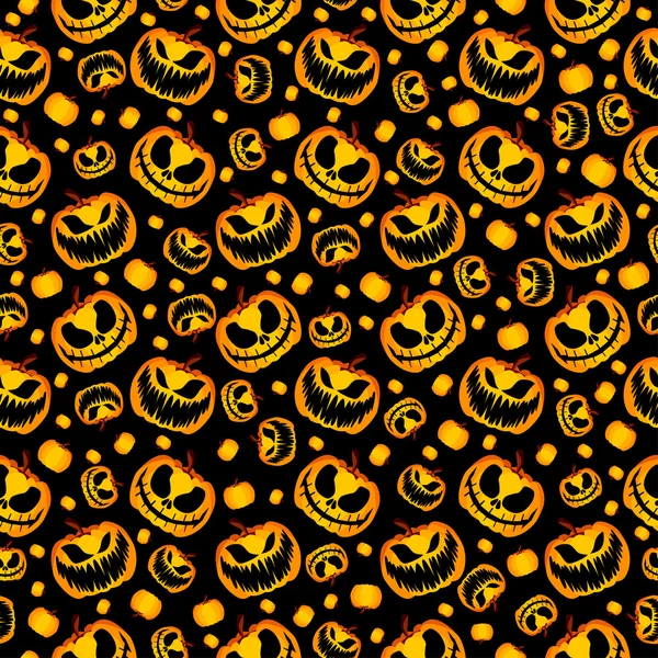 Assustador e assustador Halloween Abóbora sem costura Halloween Pattern — Vetor de Stock