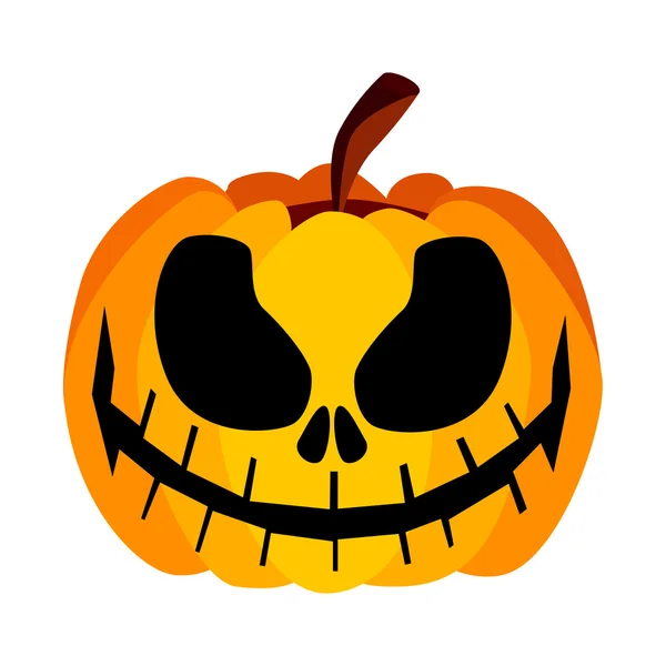 Isolated Vector Yellow Orange Festive Scary Halloween Pumpkin Icon — Stock Vector