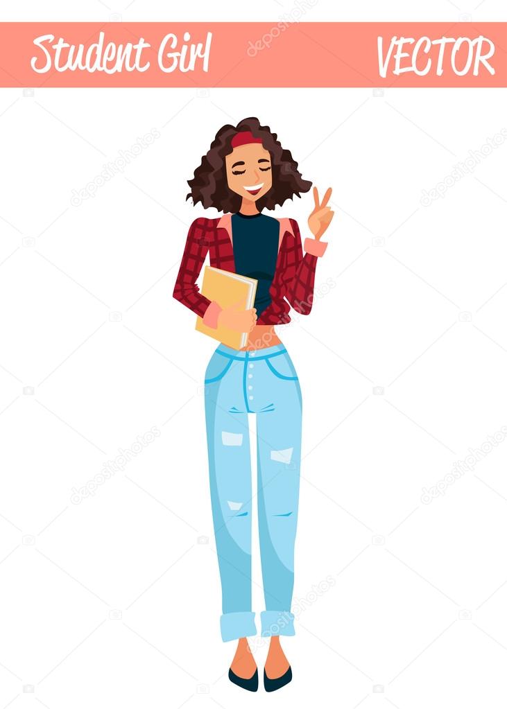 Brunette Student Girl Cartoon Character Illustration Stock Vector Image by ©ruslana_newsom #123783002 Brunette Student Girl Cartoon Character Illustration Stock Vector Image by ©ruslana_newsom #123783002