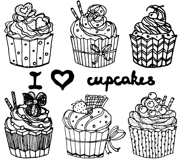 Conjunto de iconos de cupcakes — Foto de Stock