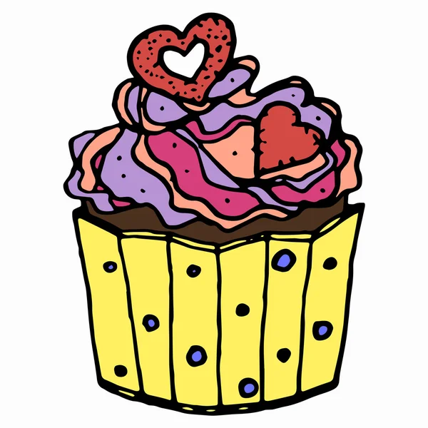 かわいいクリームのカップケーキ — ストックベクタ