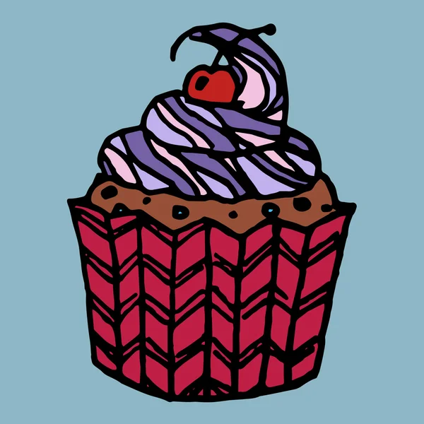 Cupcake cremoso lindo — Vector de stock