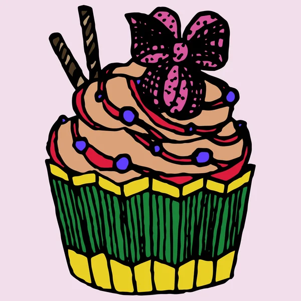 Cupcake colorido bonito — Vetor de Stock