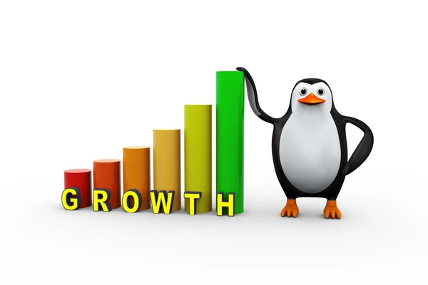 3d pinguim pessoa crescimento barras de progresso — Fotografia de Stock