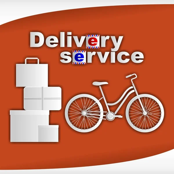 Banner med cykel och lådor och textleverans service. Vektorillustration. Stockvektor