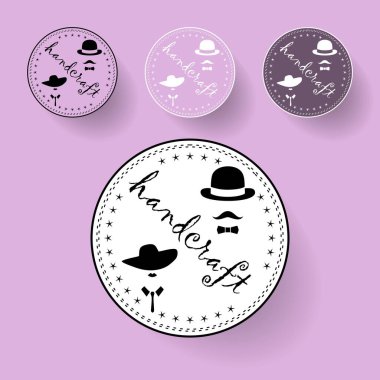 İğne işi, el yapımı, el yapımı ürünler için pullar. Vektör illüstrasyonu