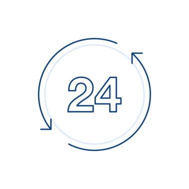 Beyaz arkaplanda 24 saat simge illüstrasyonu