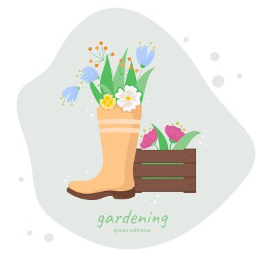 Çiçekli lastik bot. Sevgiyle büyüdü.