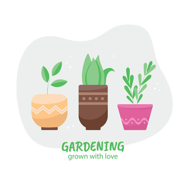 Векторные цветы в цветочных горшках. Грун с любовью
