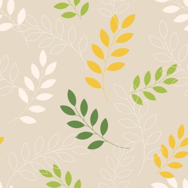 Leaf beige seamless pattern. Leaf background