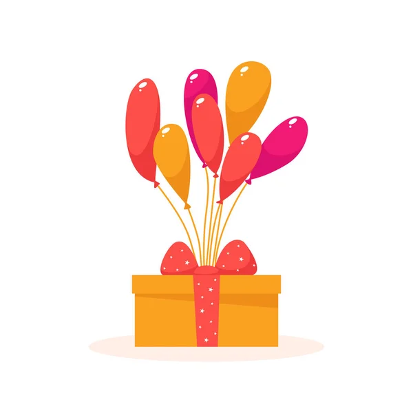 誕生日プレゼント 風船付きのお祝いのギフトボックス — ストックベクタ