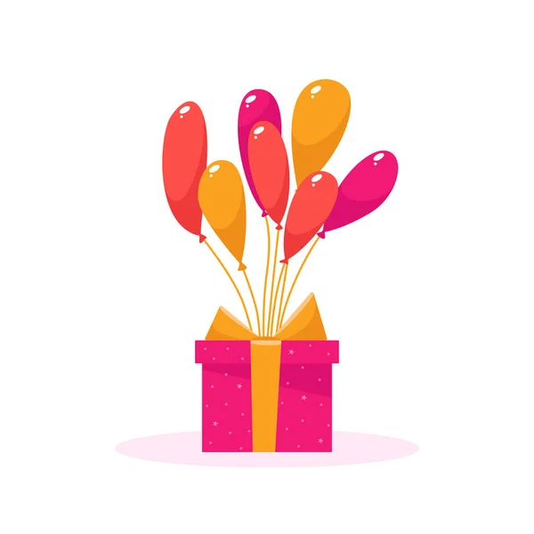 Regalo Cumpleaños Caja Regalo Festiva Con Globos — Vector de stock