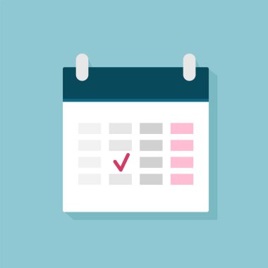 İşaretli takvim simgesi. Planlama. Zaman yönetimi.