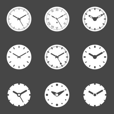 Clock Icon Set - izole vektör çizim