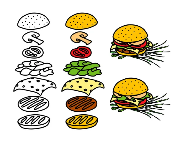 Ręcznie rysowane hamburgera — Wektor stockowy