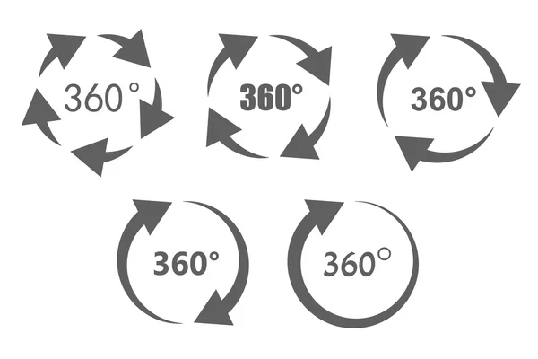 360 gradi panoramica icone — Vettoriale Stock