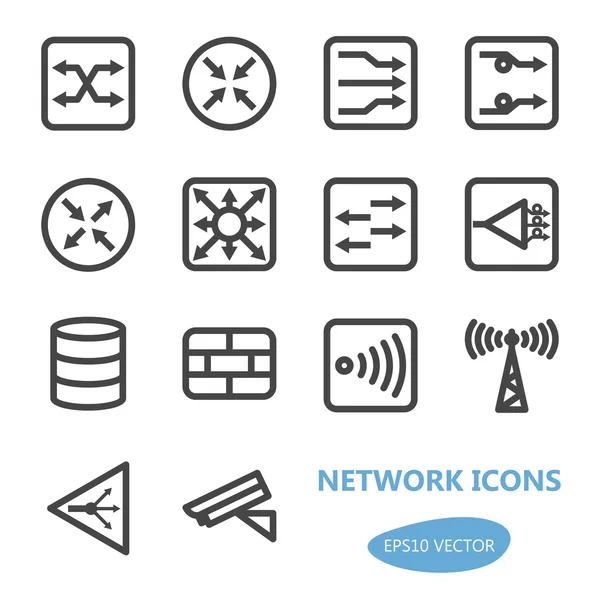 Conjunto de ícones de dispositivos de rede — Vetor de Stock