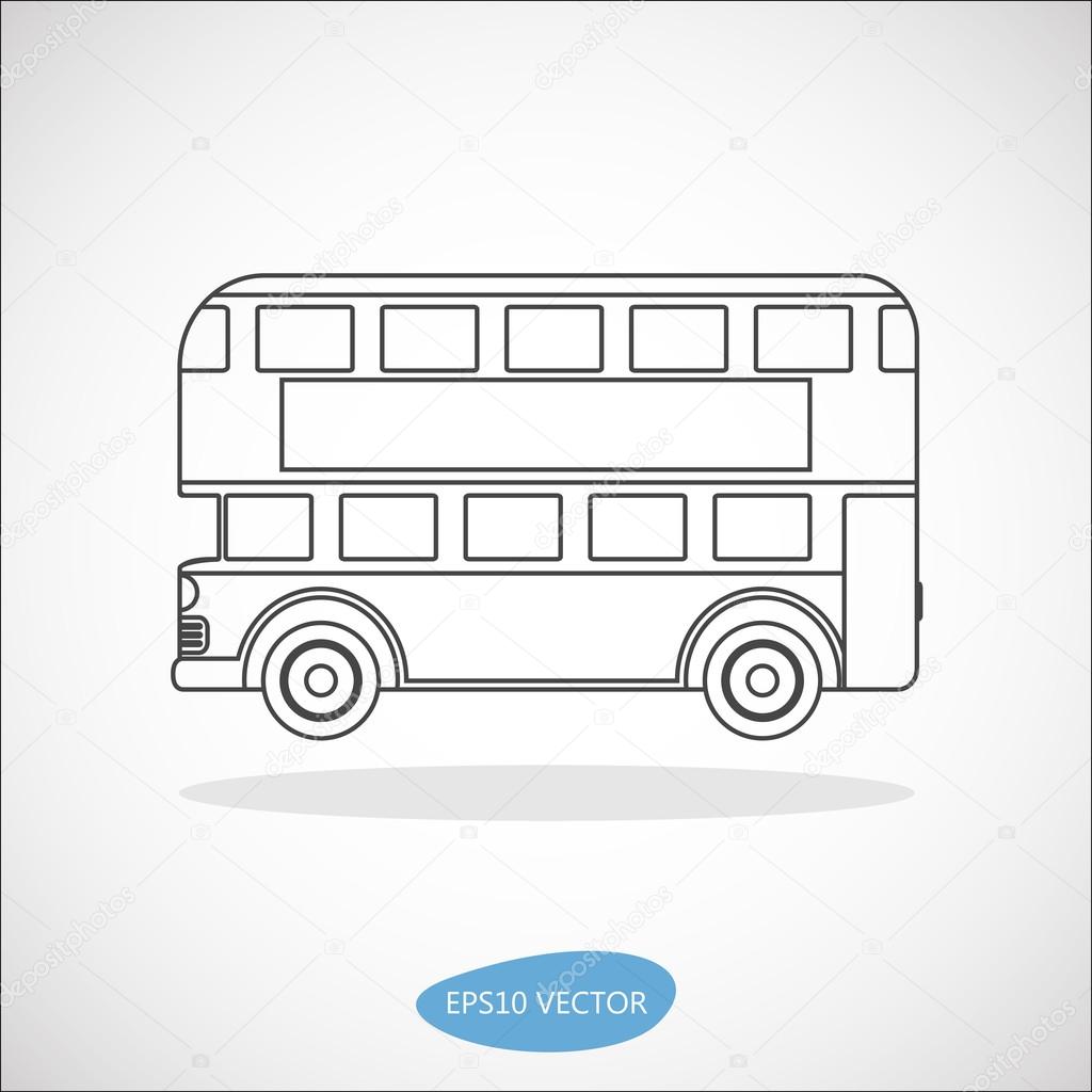 Retro City Double Decker London Bus Line Icon Stock Vector C Sparkusdesign 92613528