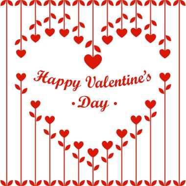 Sevgililer günü kartı: Kalp çiçekler ve beyaz arka plan üzerinde kiraz