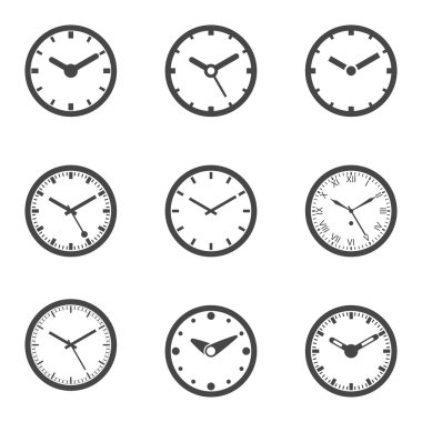 Clock Icon Set - izole vektör çizim
