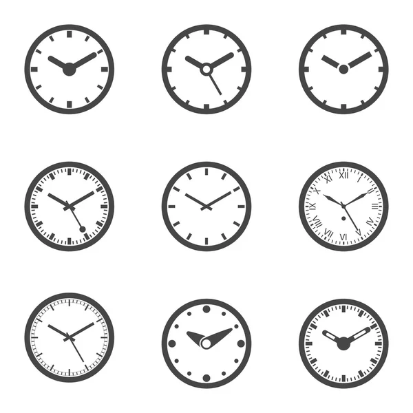 Conjunto de iconos de reloj - Ilustración vectorial aislada — Vector de stock