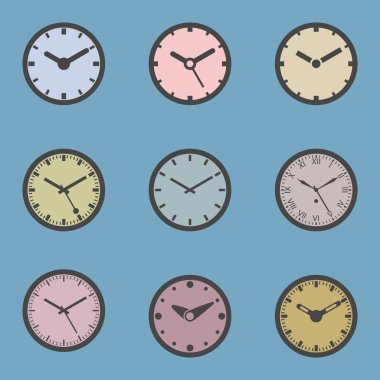 Renkli Clock Icon Set - izole vektör çizim