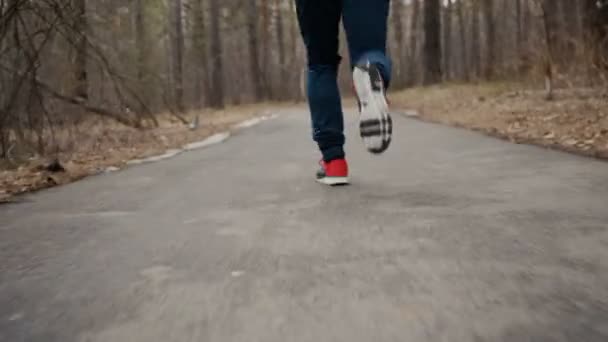 Jeune homme court dans la nature ensoleillée — Video