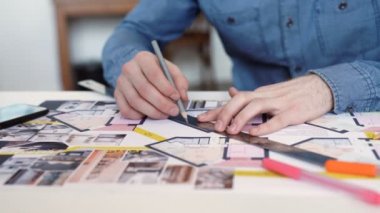 şık mimar planı üzerinde çalışma