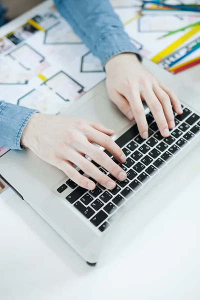 Stylish architect working on blueprint — Stock Photo, Image