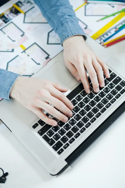 Stylish architect working on blueprint — Stock Photo, Image