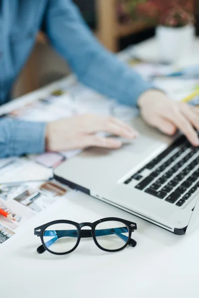 Stylish architect working on blueprint — Stock Photo, Image