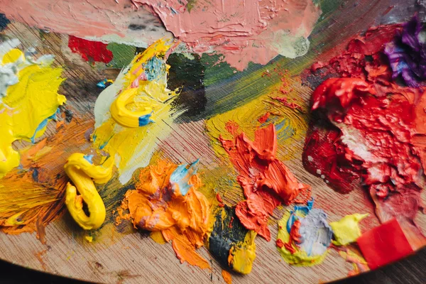 Closeup of paints mixing process — Stock Photo, Image