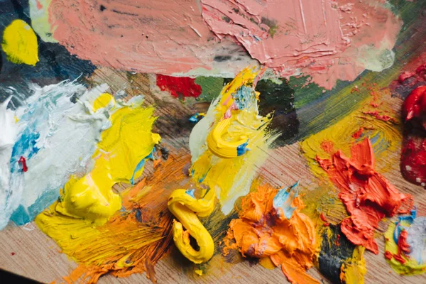 Closeup of paints mixing process — Stock Photo, Image