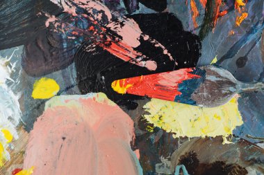 Profesyonel Akrilikler turuncu boya tuval ve dolu palet bıçak