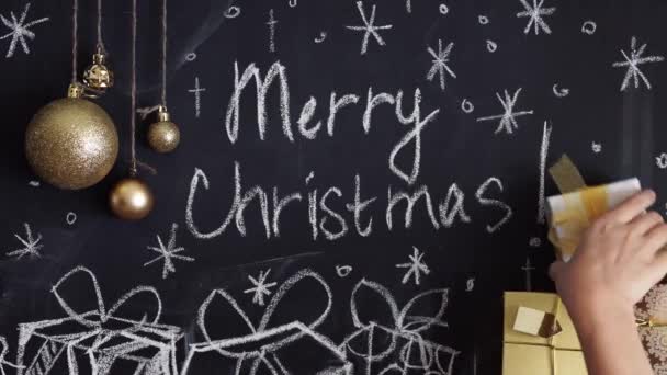 Fond de tableau noir pour la célébration de Noël Joyeux — Video