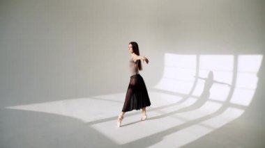 Balerin klasik tutu beyaz Studio içinde silüeti.