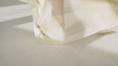 Balerin klasik tutu beyaz Studio içinde silüeti.