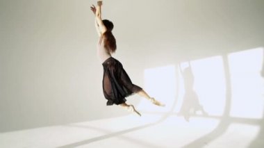 Balerin klasik tutu beyaz Studio içinde silüeti.