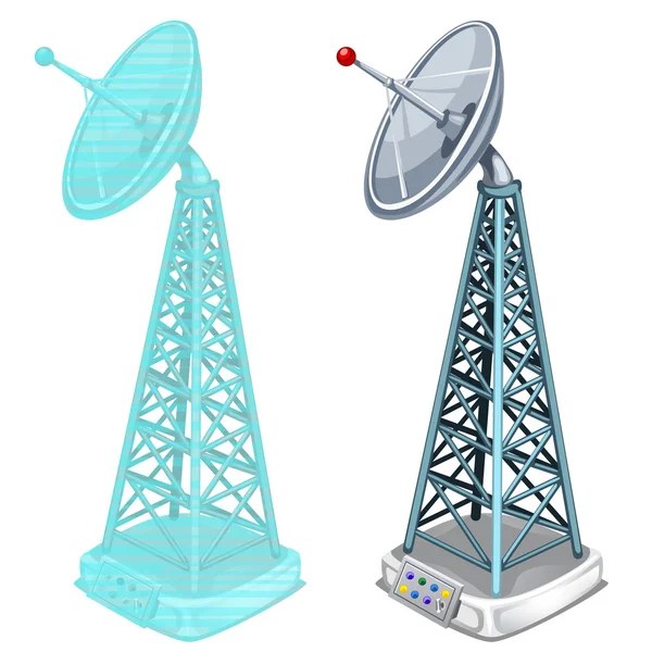 Tour d'antenne hologramme, deux éléments isolés — Image vectorielle