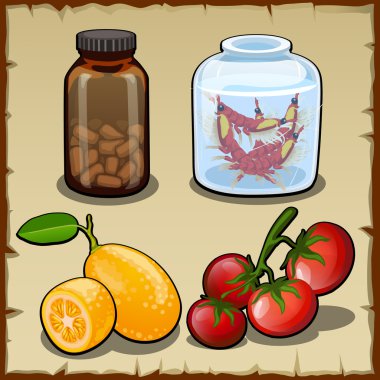 Hap, taze limon ve kiraz domates