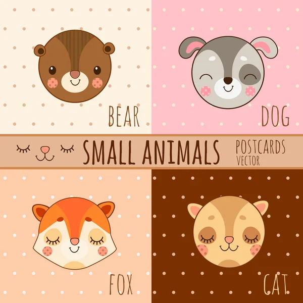 Dört basit çizgi film görüntüleri baş hayvanların