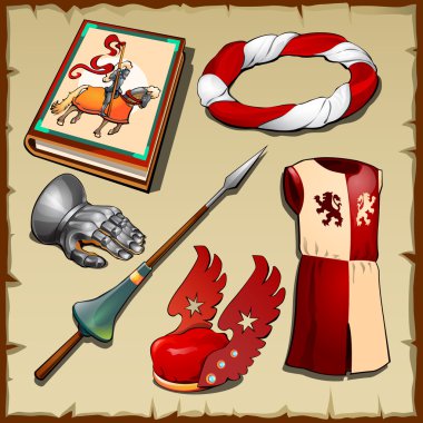 Knight different items of the middle ages clipart