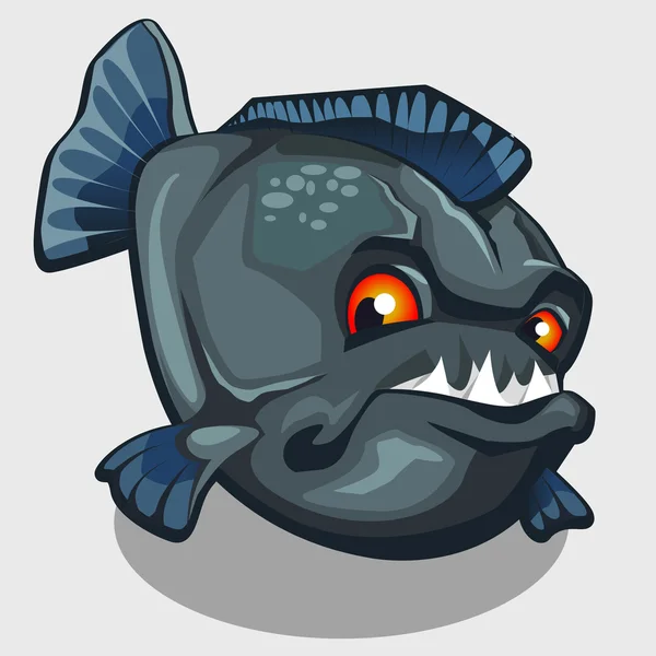 Evil piranha with sharp teeth, isolated vector — Stock Vector