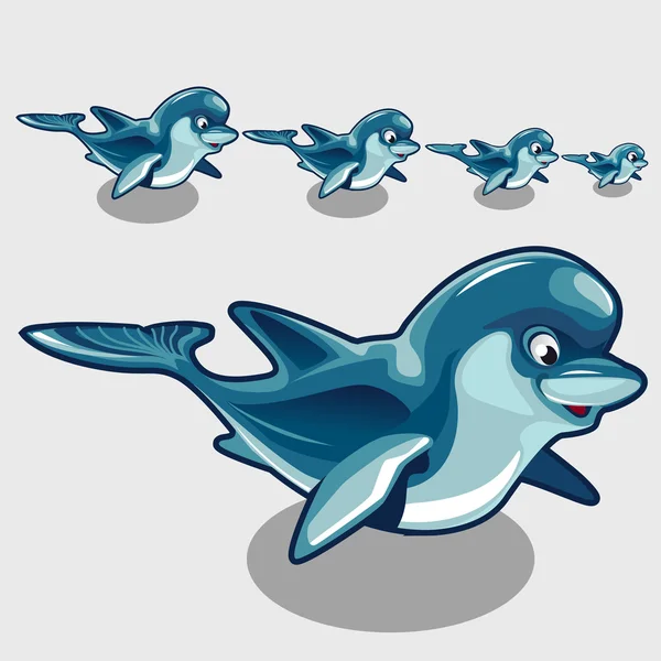 Zábava karikatura delfíni různé velikosti — Stockový vektor