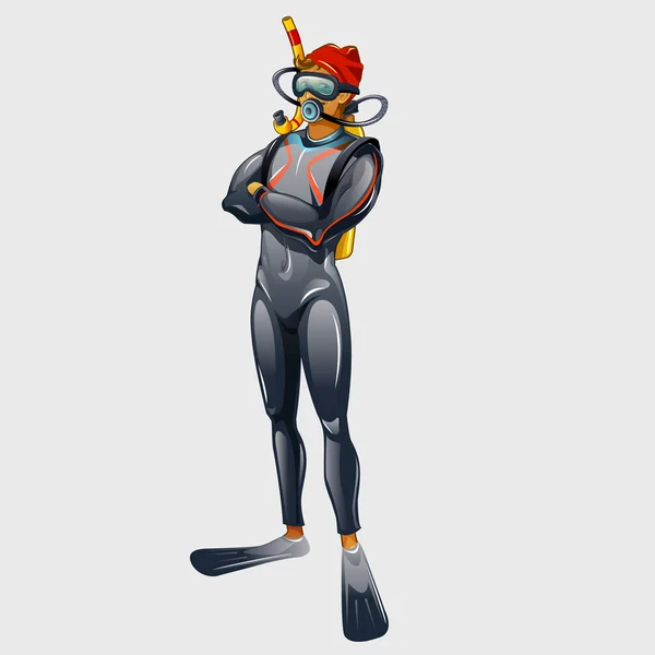 Homme en tenue de plongeur, modèle isolé — Image vectorielle